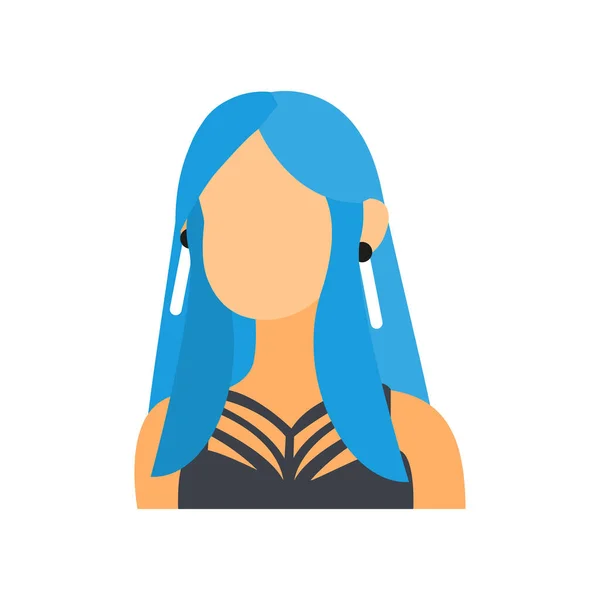 Isolado Mulher Azul Única Cabeça Enfrenta Cor Vetor Ilustração — Vetor de Stock