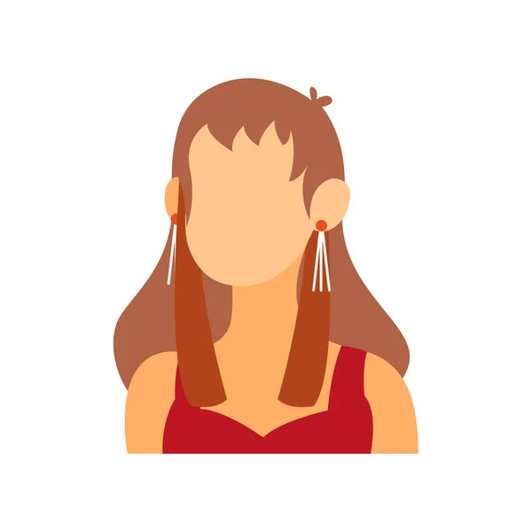 Изолированная Брюнетка Женщина Голова Лица Цветной Вектор Иллюстрации — стоковый вектор