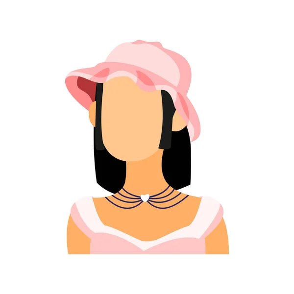 Sombrero Aislado Mujer Solo Cabeza Caras Color Vector Ilustración — Vector de stock
