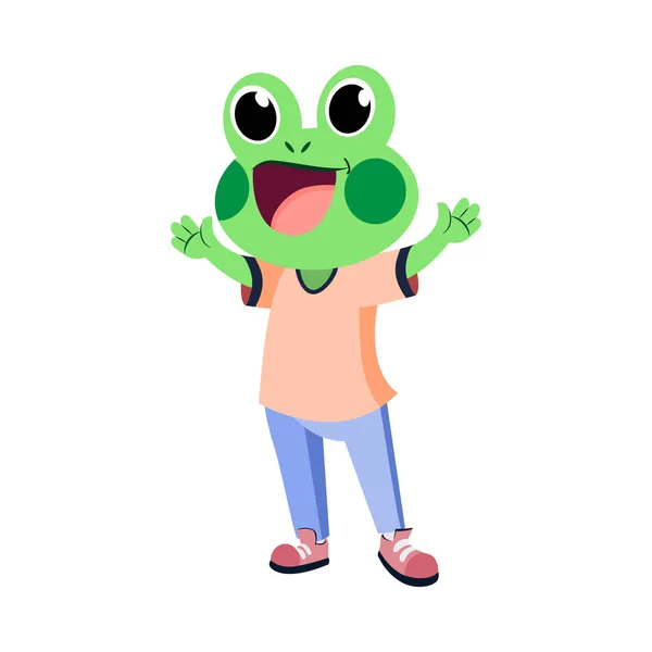 孤立青蛙头颅人物画动画矢量图解 — 图库矢量图片