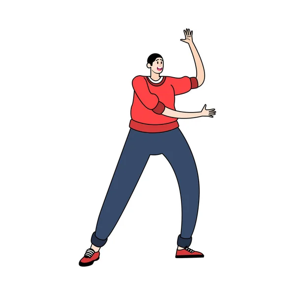 Vereinzelter Glücklicher Mann Tanzt Hobby Vector Illustration — Stockvektor
