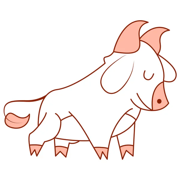 孤立的牛牵拉婴儿中国占星术矢量图解 — 图库矢量图片
