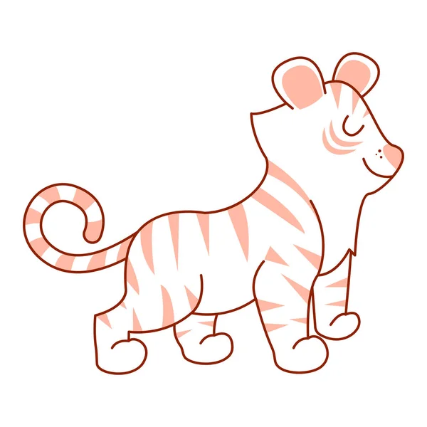 Illustration Vectorielle Horoscope Chinois Bébé Tigre Isolé — Image vectorielle