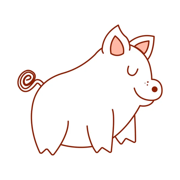 Isolated Pig Draw Baby Chinese Horoscope Vector Illustration — Stock Vector
