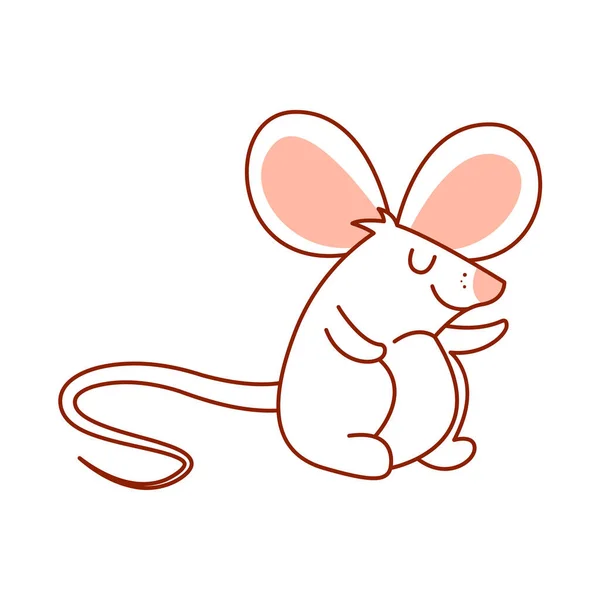 Izolované Kreslení Myší Baby Čínský Horoskop Vektor Ilustrace — Stockový vektor