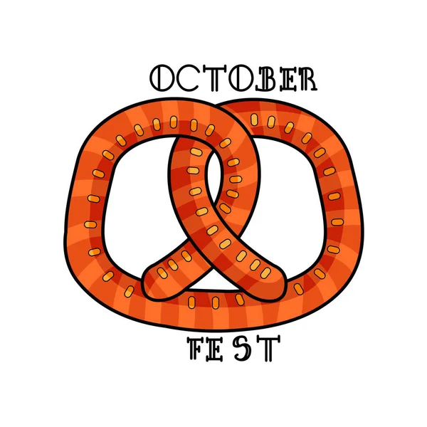 Icono Aislado Pretzel Alimentos Oktoberfest Ilustración Vectorial — Vector de stock
