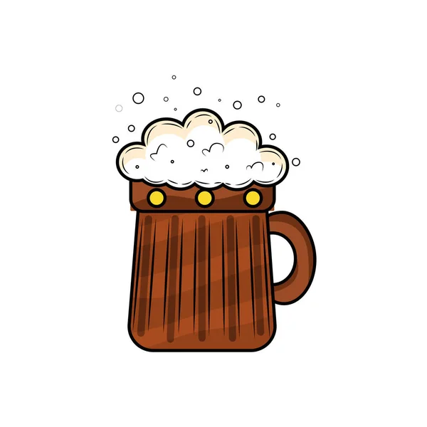 Bicchiere Birra Isolato Con Schiuma Oktoberfest Illustrazione Vettoriale — Vettoriale Stock