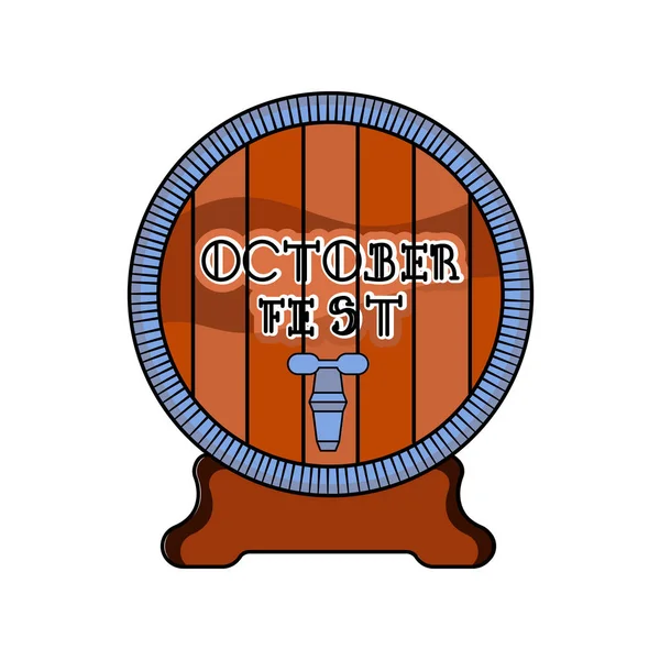 Barrica Cerveza Aislada Temporada Oktoberfest Ilustración Vectorial — Archivo Imágenes Vectoriales