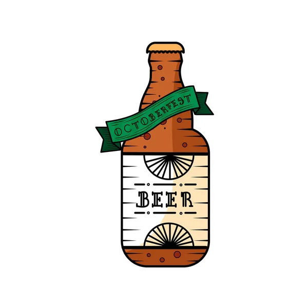 Botella Cerveza Aislada Oktoberfest Temporada Vector Ilustración — Vector de stock