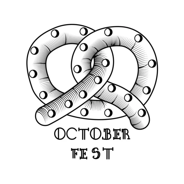 Kraker Simgesi Çizimi Oktoberfest Yiyecek Taşıyıcı Illüstrasyonu — Stok Vektör