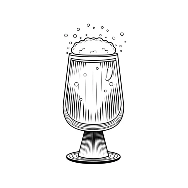 Skiss Glas Med Skum Oktoberfest Vektor Illustration — Stock vektor