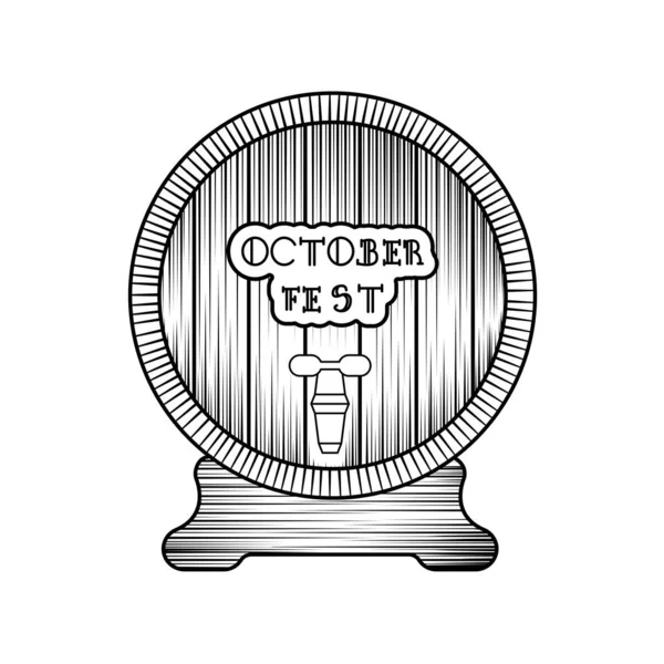 Schizzo Barile Birra Stagione Oktoberfest Illustrazione Vettoriale — Vettoriale Stock