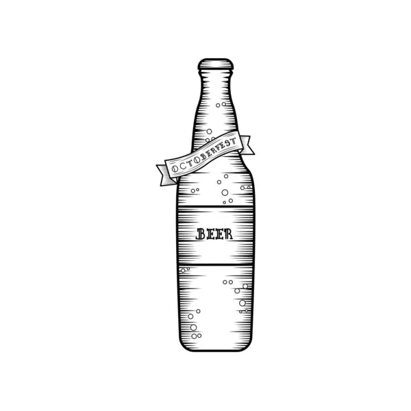 Эскиз Бутылки Пива Октоберфест Сезон Векторная Иллюстрация — стоковый вектор