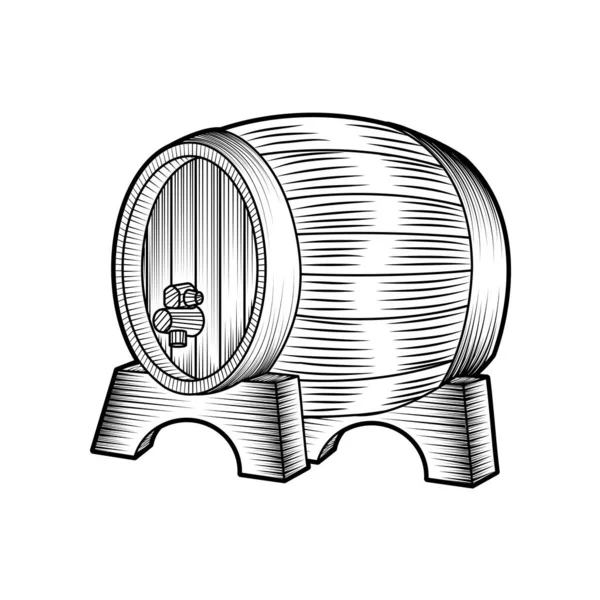 ビール樽のスケッチ オクトーバーフェストシーズンベクトルイラスト — ストックベクタ