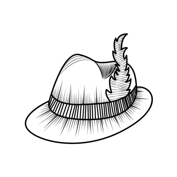 Croquis Chapeau Traditionnel Allemand Oktoberfest Illustration Vectorielle — Image vectorielle