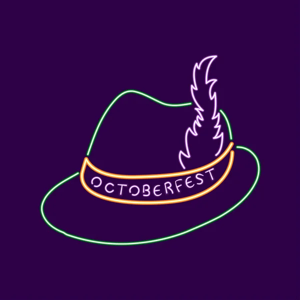 Geleneksel Neon Alman Şapkası Oktoberfest Vektör Illüstrasyonu — Stok Vektör