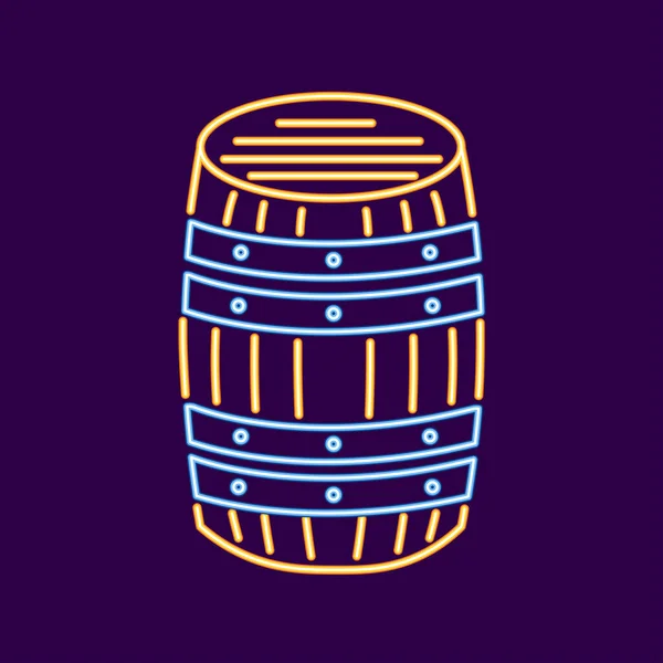 Baril Bière Néon Isolé Oktoberfest Saison Illustration Vectorielle — Image vectorielle