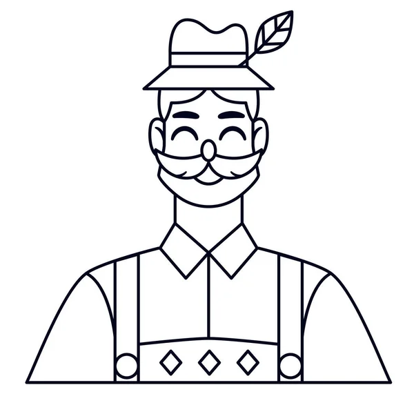 Izolowany Człowiek Narysować Biały Oktoberfest Wektor Ilustracja — Wektor stockowy