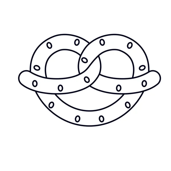 Pretzel Isolé Dessiner Blanc Oktoberfest Vecteur Illustration — Image vectorielle