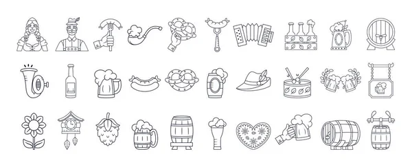Conjunto Objetos Desenhar Branco Oktoberfest Vetor Ilustração — Vetor de Stock