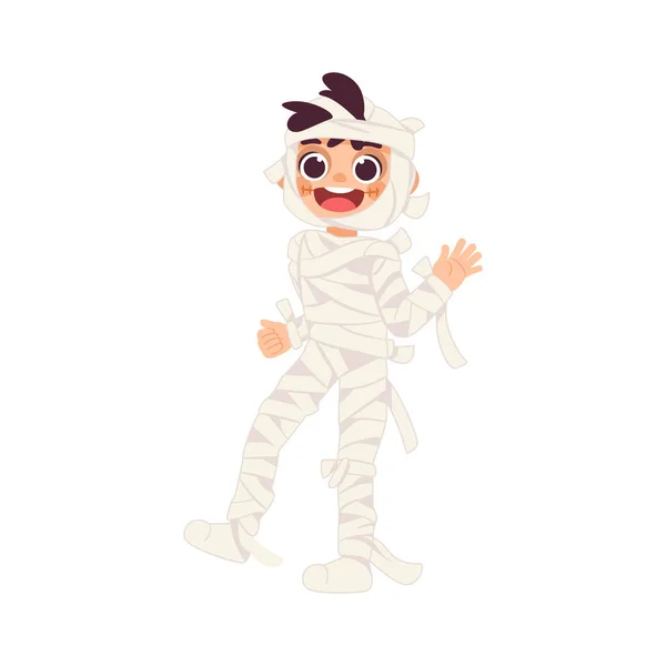 Isolated Mummy Costume Halloween Kids Vector Illustration — Stock Vector