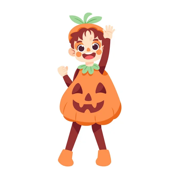 孤立したカボチャの衣装ハロウィンキッズベクトルイラスト — ストックベクタ