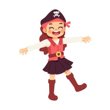 İzole edilmiş korsan kostümü Cadılar Bayramı Çocukları vektör illüstrasyonu