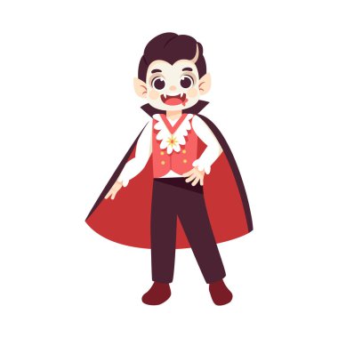 İzole edilmiş vampir kostümü Cadılar Bayramı Çocukları vektör illüstrasyonu