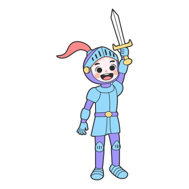 Soyutlanmış şövalye kostümü Cadılar Bayramı çocukları için vektör illüstrasyonu