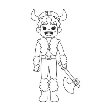 İzole edilmiş Viking cadılar bayramı çocuk vektör çizimi