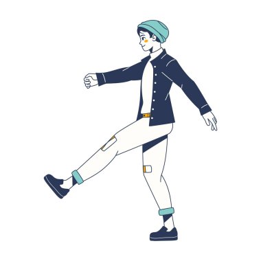 İzole edilmiş tek renkli genç erkek karakter Vektör çizimi