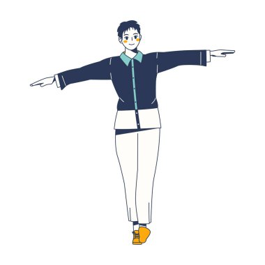 İzole edilmiş tek renkli genç erkek karakter Vektör çizimi