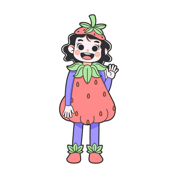 Isolated Strawberry Costume Halloween Kids Vector Illustration — Stock Vector