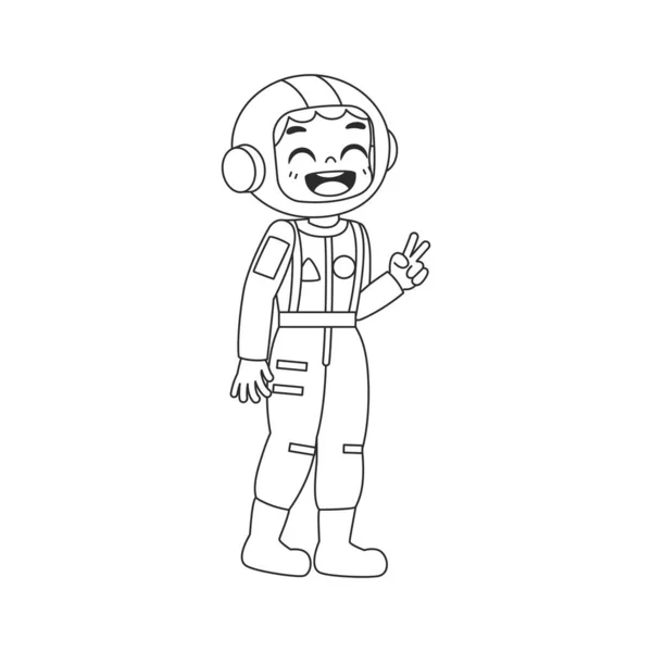 Astronauta Aislado Dibujar Traje Halloween Niños Vector Ilustración — Archivo Imágenes Vectoriales