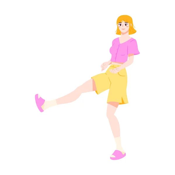 Isolé Jeune Personnage Féminin Couleur Illustration Vectorielle — Image vectorielle