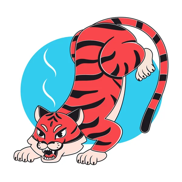 Izolowany Tygrys Znak Chiński Zodiak Symbol Wektor Ilustracja — Wektor stockowy