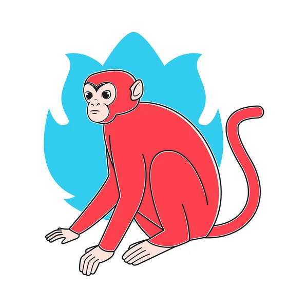 Izolacja Małpa Postać Chiński Zodiak Symbol Wektor Ilustracja — Wektor stockowy
