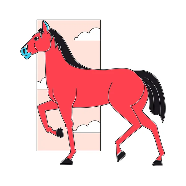 Isolierte Pferd Charakter Chinesischen Tierkreis Symbol Vector Illustration — Stockvektor