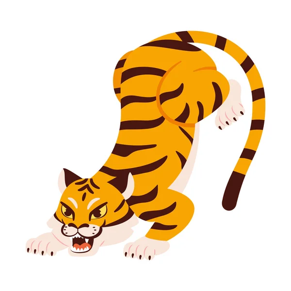 Isolerad Tiger Tecken Kinesisk Zodiak Symbol Vektor Illustration — Stock vektor