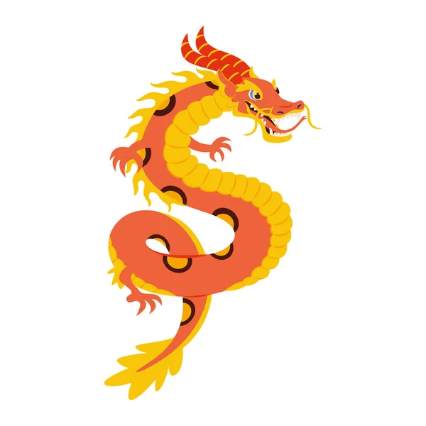 Isolato Drago Personaggio Cinese Simbolo Zodiacale Illustrazione Vettoriale — Vettoriale Stock