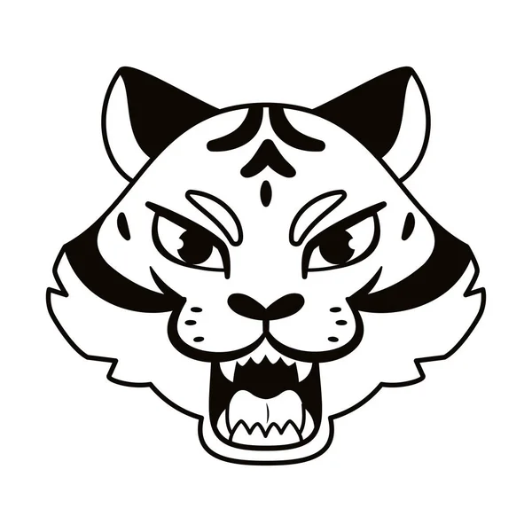 Isolerad Tiger Avatar Kinesisk Zodiak Symbol Vektor Illustration — Stock vektor