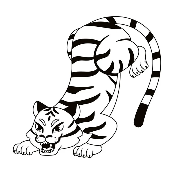 Isolato Carattere Tigre Simbolo Zodiacale Cinese Illustrazione Vettoriale — Vettoriale Stock