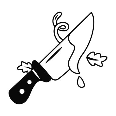 Cadılar Bayramı ikonu Vektör illüstrasyonlu ıskartaya çıkmış bıçak.