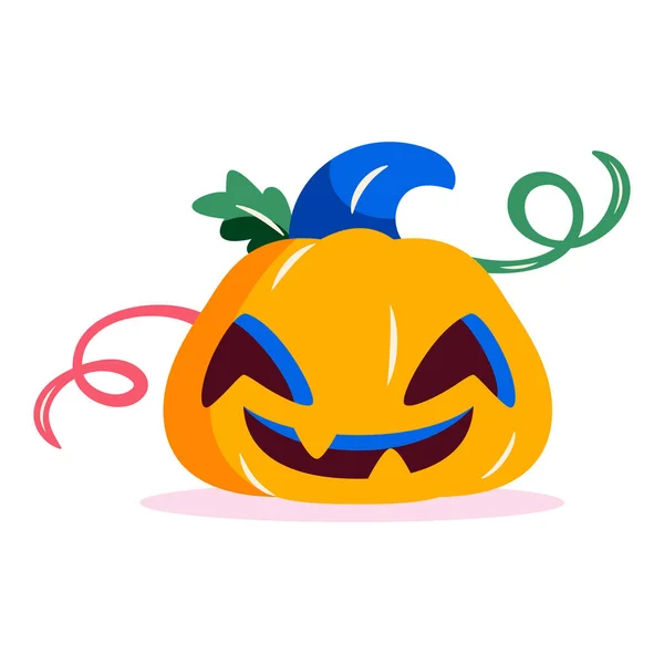 Zucca Spaventosa Isolata Con Cappello Icona Halloween Illustrazione Vettoriale — Vettoriale Stock