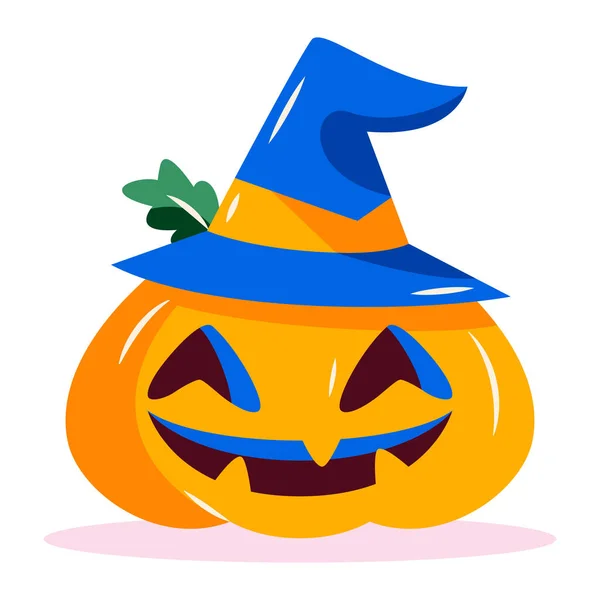 Izolované Strašidelné Dýně Kloboukem Halloween Ikona Vektorové Ilustrace — Stockový vektor