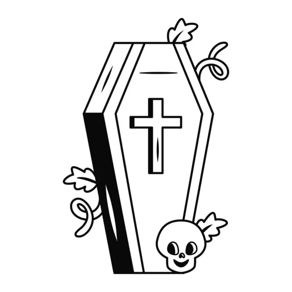 Isolado Caixão Vampiro Halloween Temporada Vector Ilustração — Vetor de Stock