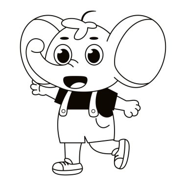 İzole edilmiş mutlu erkek fil karakteri Vektör illüstrasyonu