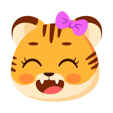 İzole edilmiş şirin kaplan avatar karakteri Vektör illüstrasyonu