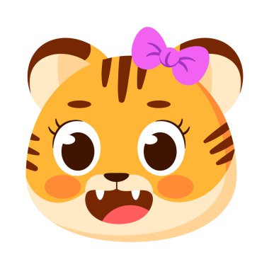 İzole edilmiş şirin kaplan avatar karakteri Vektör illüstrasyonu