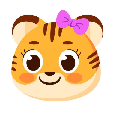 İzole edilmiş şirin kaplan avatar karakteri Vektör illüstrasyonu